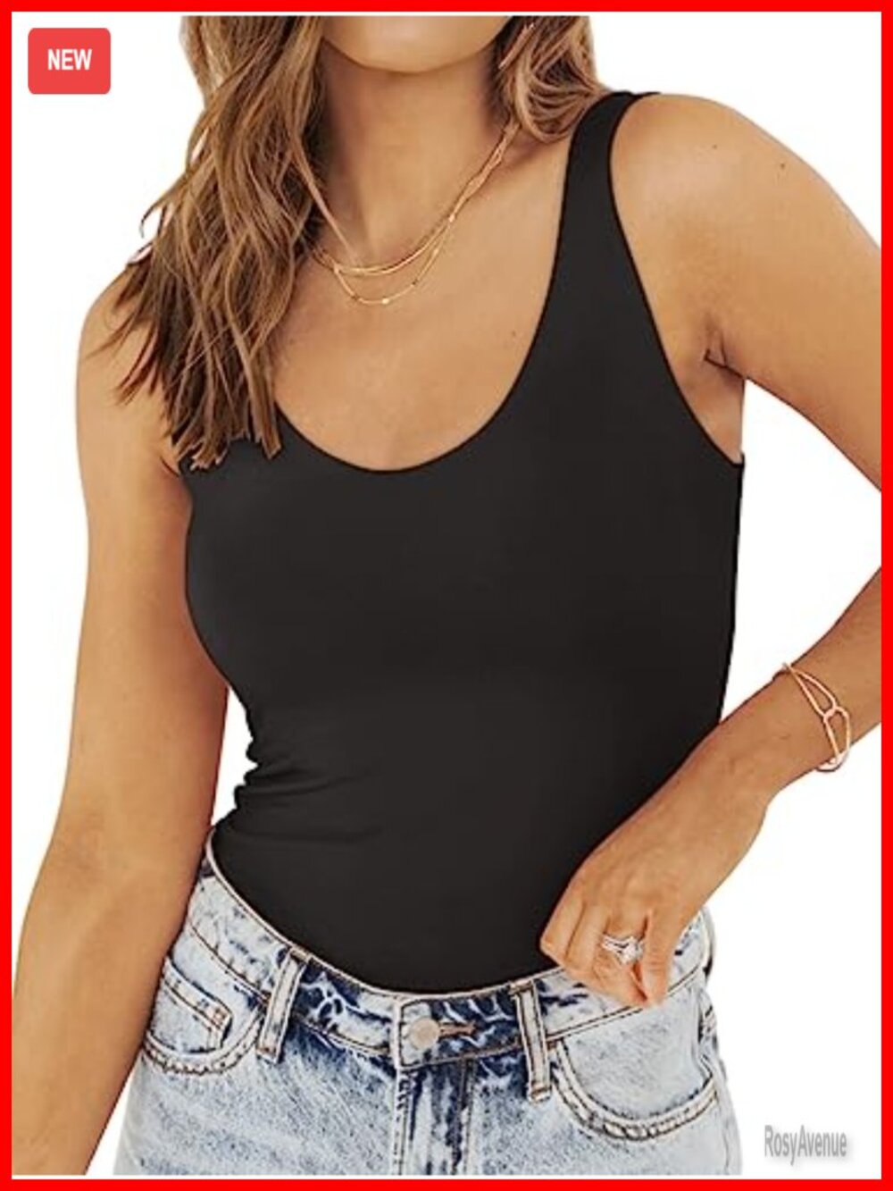 Womens V Neck Double Lined Tank Top Slimming Sleeveless Workout Summer Top